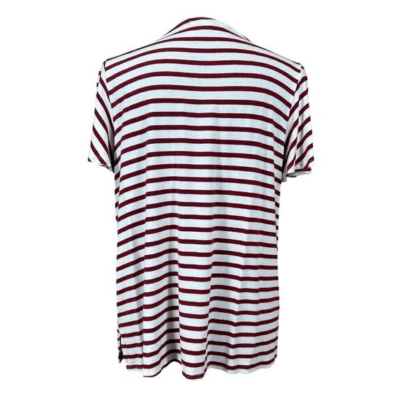 Green Envelope Red White Stripe Short Sleeve V-Neck Top Size 1X - Picture 3 of 8